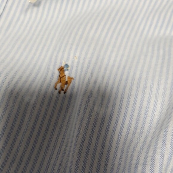 Ralph Lauren Slim Fit Cotton Button Down Blue and White Striped Size 2 - Picture 6 of 8